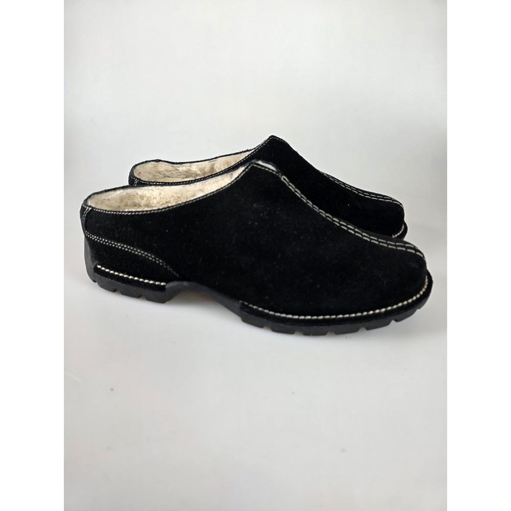 Cole Haan Fur Lined Suede Waterproof Loafers Slides Womens Size 6.5B Black